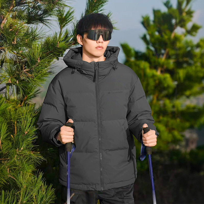 坦博尔男士加厚羽绒服冬季户外穿短款连帽款加厚防风运动保暖外套
