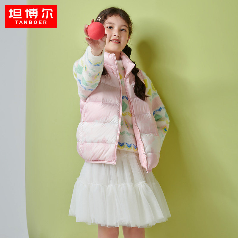坦博尔2022新款童装羽绒马甲男女童大码时尚立领保暖坎肩tc330103
