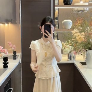 女 2025新款 夏季 重工亮片刺绣上衣新中式 套装