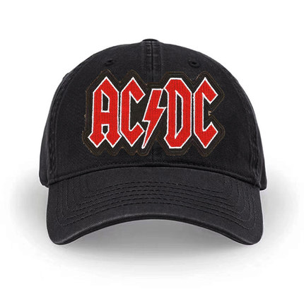 ACDC摇滚乐队黑色棒球帽可水洗纯棉布面软顶潮品高街帽时尚休闲