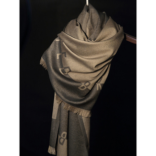 奢侈品级！高货精致重工双面深浅咖啡色拼接纯色棉质围巾披巾男女