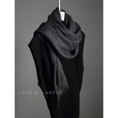 高冷夹花碳灰纯色棉柔斜纹超大无春秋冬柔软舒适简约中性复古围巾