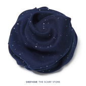 身披银河璀璨星光闪闪亮片轻奢法式 夜空蓝玫瑰红纯色围巾丝巾长款