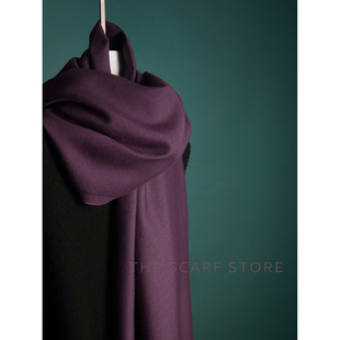奢侈品级！高货重工提花双面午夜深紫色拼接纯色棉质围巾披巾男女