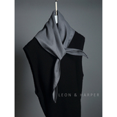 日本订单 风小丝巾秋冬 客供面料格雷系三角巾黑灰三角提花清时尚