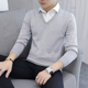 上衣服衬衫 打底衫 领针织衫 2026假两件毛衣男士 男装 秋冬季 修身 潮流