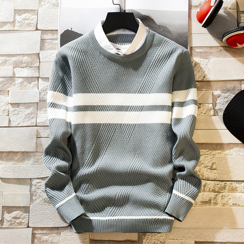 男士假两件韩版打底秋衣长袖t