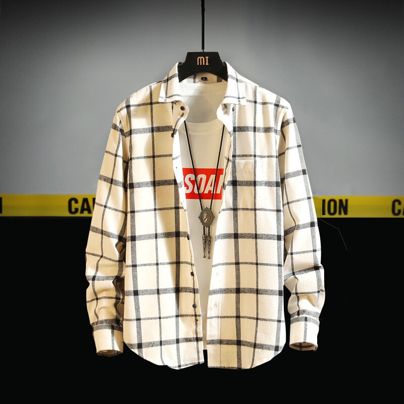 青少年长袖衬衫初中学生12-13-14-16岁男孩15胖大童帅气格子衬衣