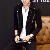 个性 衣服ins修身 夹克男韩版 帅气褂子潮牌风衣春秋季 外套 男装 男士