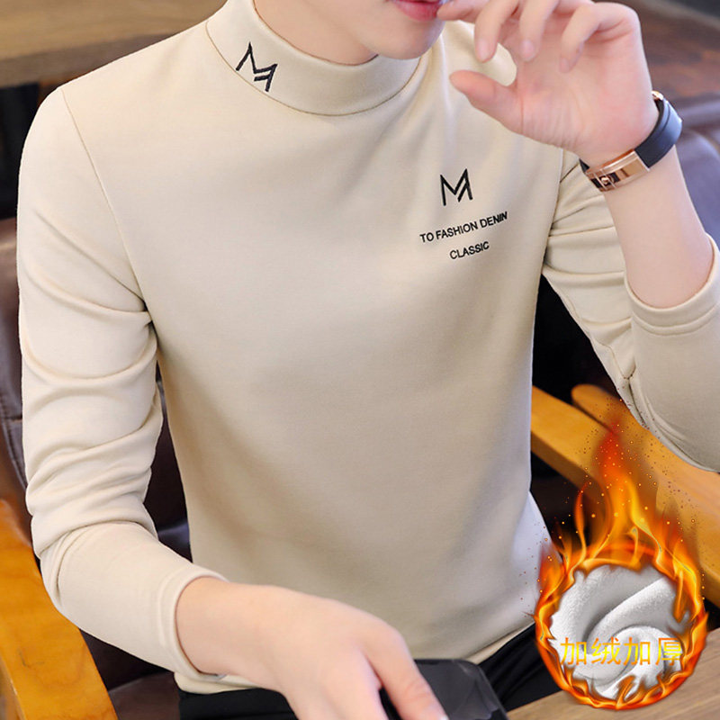 秋冬季半高领打底衫长袖t恤