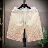 男夏季 ins花裤 衩情侣沙滩裤 冰丝外穿休闲短裤 潮流宽松运动五分裤