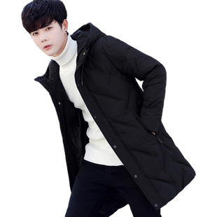 高中学生2025新款羽绒服男士中长款加厚冬季外套男青少年潮牌冬装