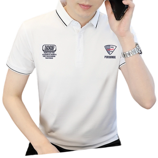 夏季pool衫男翻领时尚新品休闲短袖刺绣薄款修身青少年潮流男装