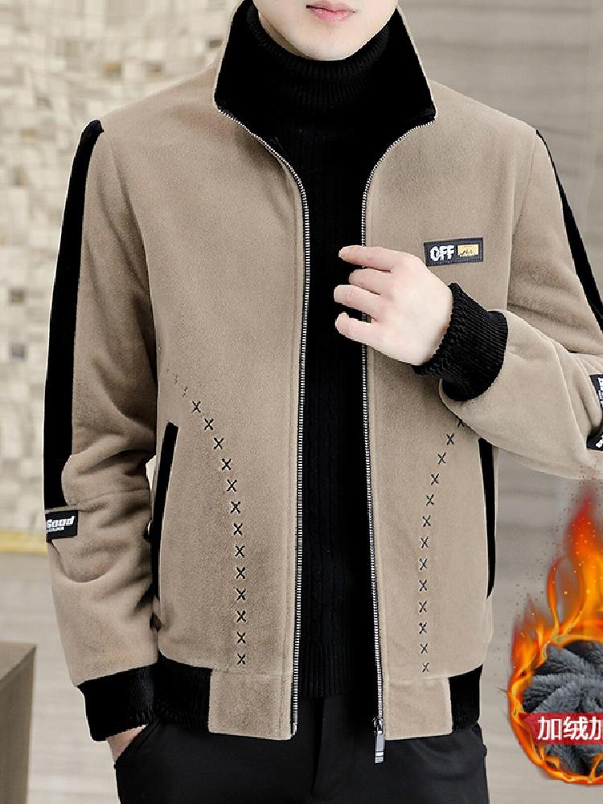 2024 캐주얼 남성 모직 코트 짧은 겨울 두꺼운 한국 스타일 유행 모직 코트 골드 밍크 벨벳 자켓 남성용