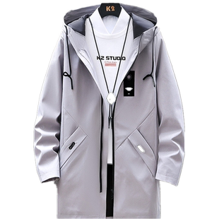 2026春秋季新款男士风衣中长款韩版潮流修身工装薄款夹克外套男装