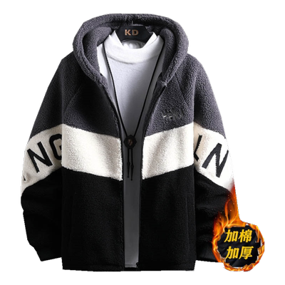 羊羔毛绒外套男士新款加绒加厚