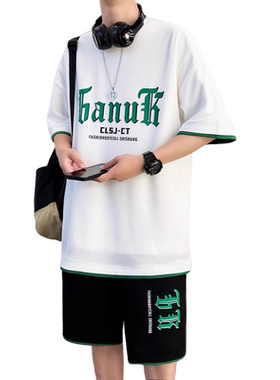 男生夏天套装潮牌速干运动衣服
