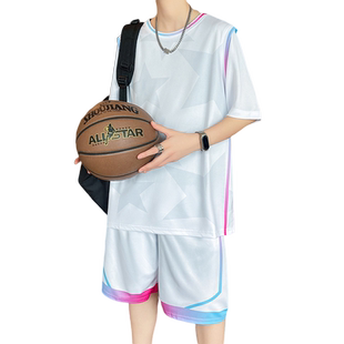 冰丝短袖t恤男孩高中初中学生篮球服套装青少年大童夏装速干球衣