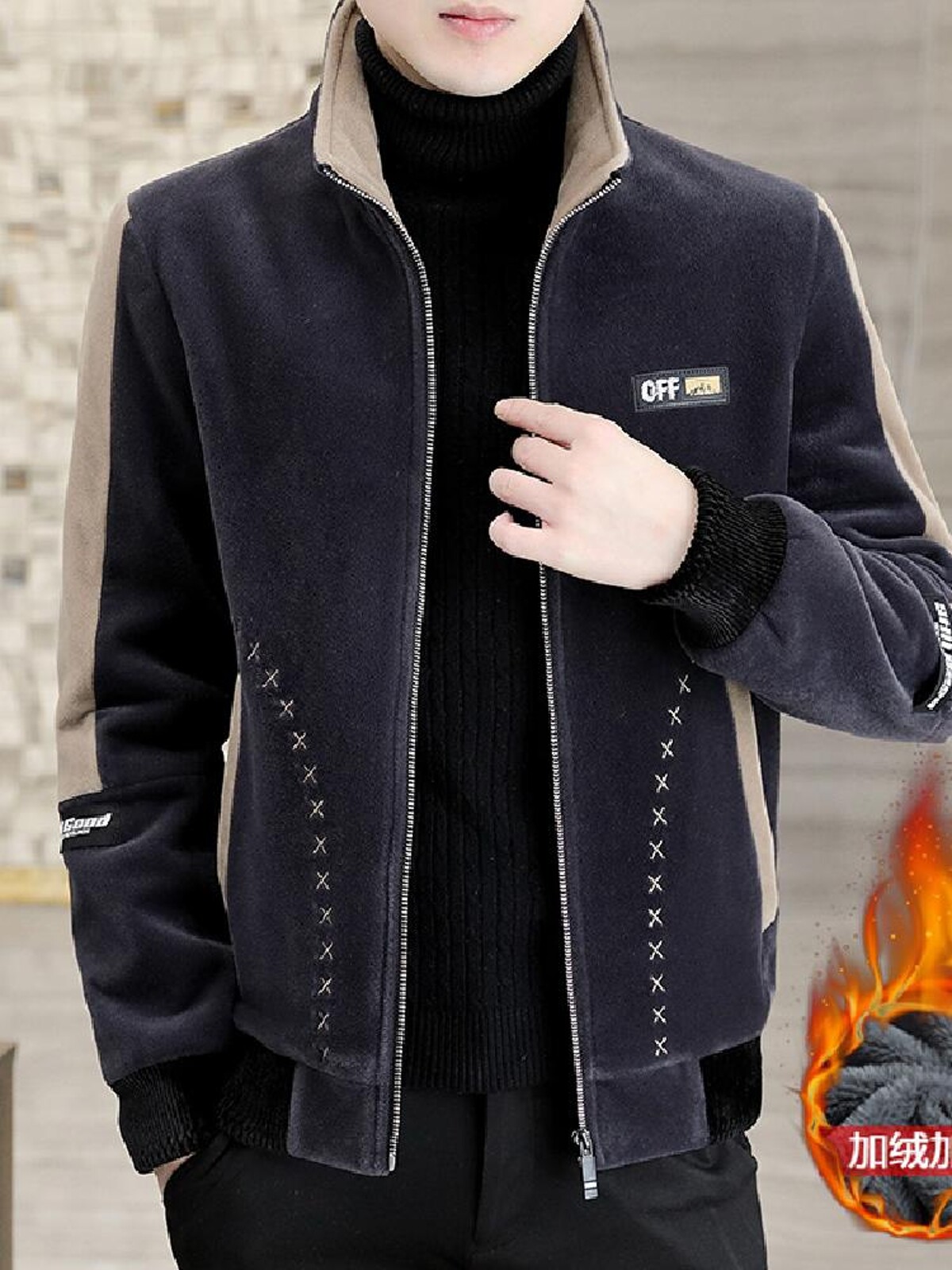 2024 캐주얼 남성 모직 코트 짧은 겨울 두꺼운 한국 스타일 유행 모직 코트 골드 밍크 벨벳 자켓 남성용