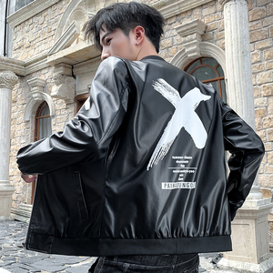 男士皮衣外套春季新款韩版潮流秋冬装男装百搭学生帅气加绒皮夹克