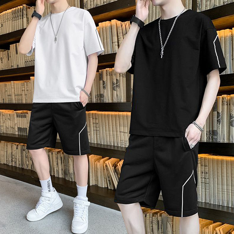夏季青少年裤子休闲运动套装短袖图片