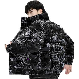 立领棉衣亮皮羽绒棉服男冬季休闲2026新款潮牌短款加厚保暖外套袄