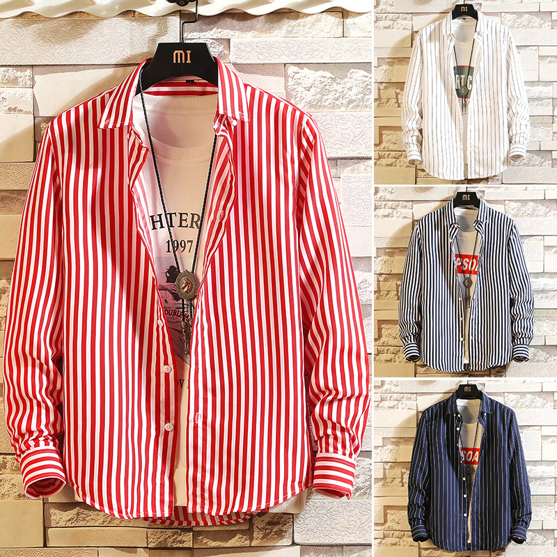 韩版潮流帅气秋装男士长袖衬衫