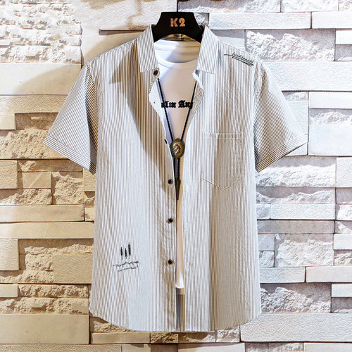 韩版潮流青年衣服帅气短袖衬衫