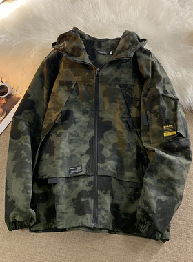 美式机能俄罗斯冲锋衣山系户外阿尔法迷彩外套男春秋防风防水夹克