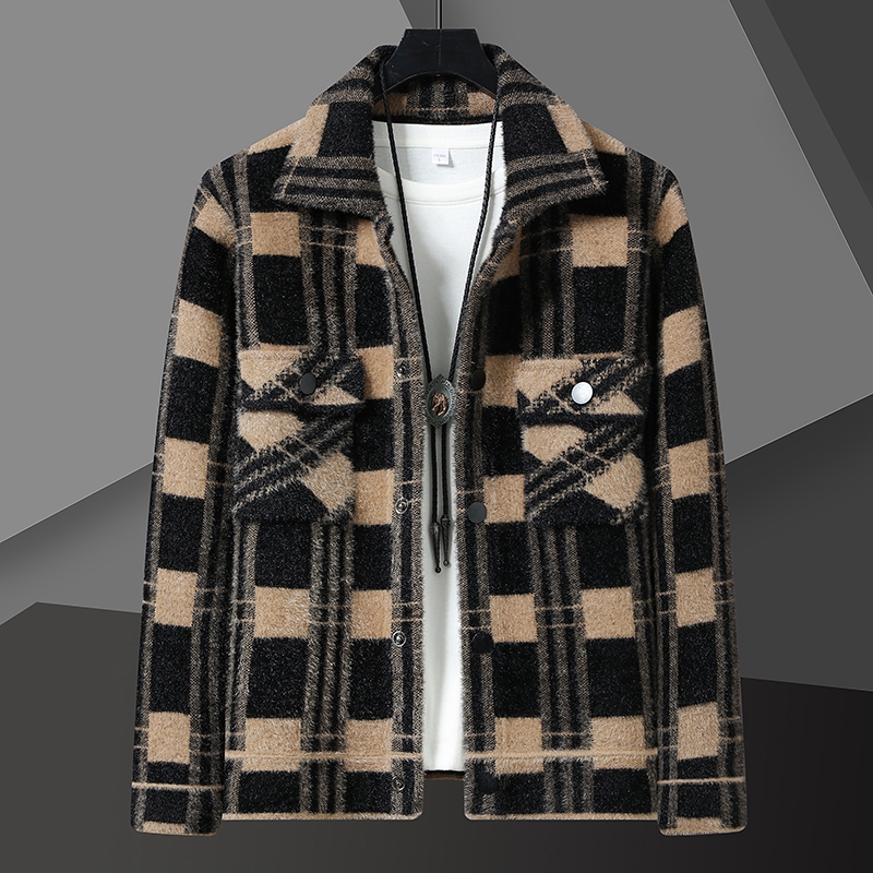 新款春秋季男士外套仿水貂绒