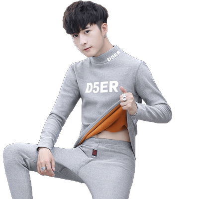 加绒加厚保暖套装秋衣青年