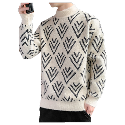 半高领水貂绒打底针织衫