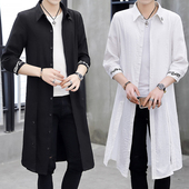 披风男士 薄款 防晒衣服2026新款 长款 外套 夏季 过膝风衣帅气短袖 中袖