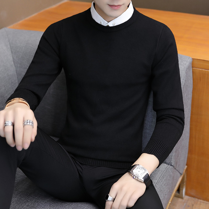 假两件冬加绒打底衬衣内搭针织衫