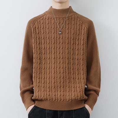 半高领毛衣男款秋冬季宽松加厚麻