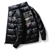 外套潮牌加厚羽绒棉服男装 欧洲站小蜜蜂刺绣亮皮免洗棉衣男士 冬季