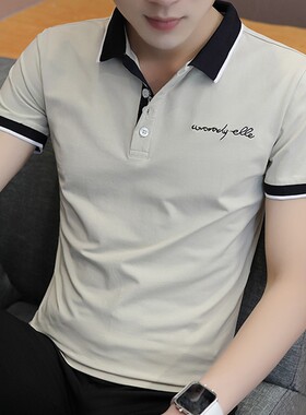polo衫短袖男夏季潮牌高端翻领T恤半袖潮流修身商务休闲上衣体恤