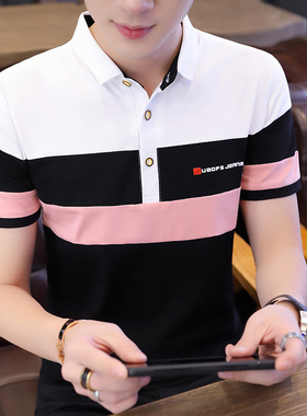 棉感短袖T恤男士POLO衫翻领 夏季潮流男装2026新款半袖衣服体桖T