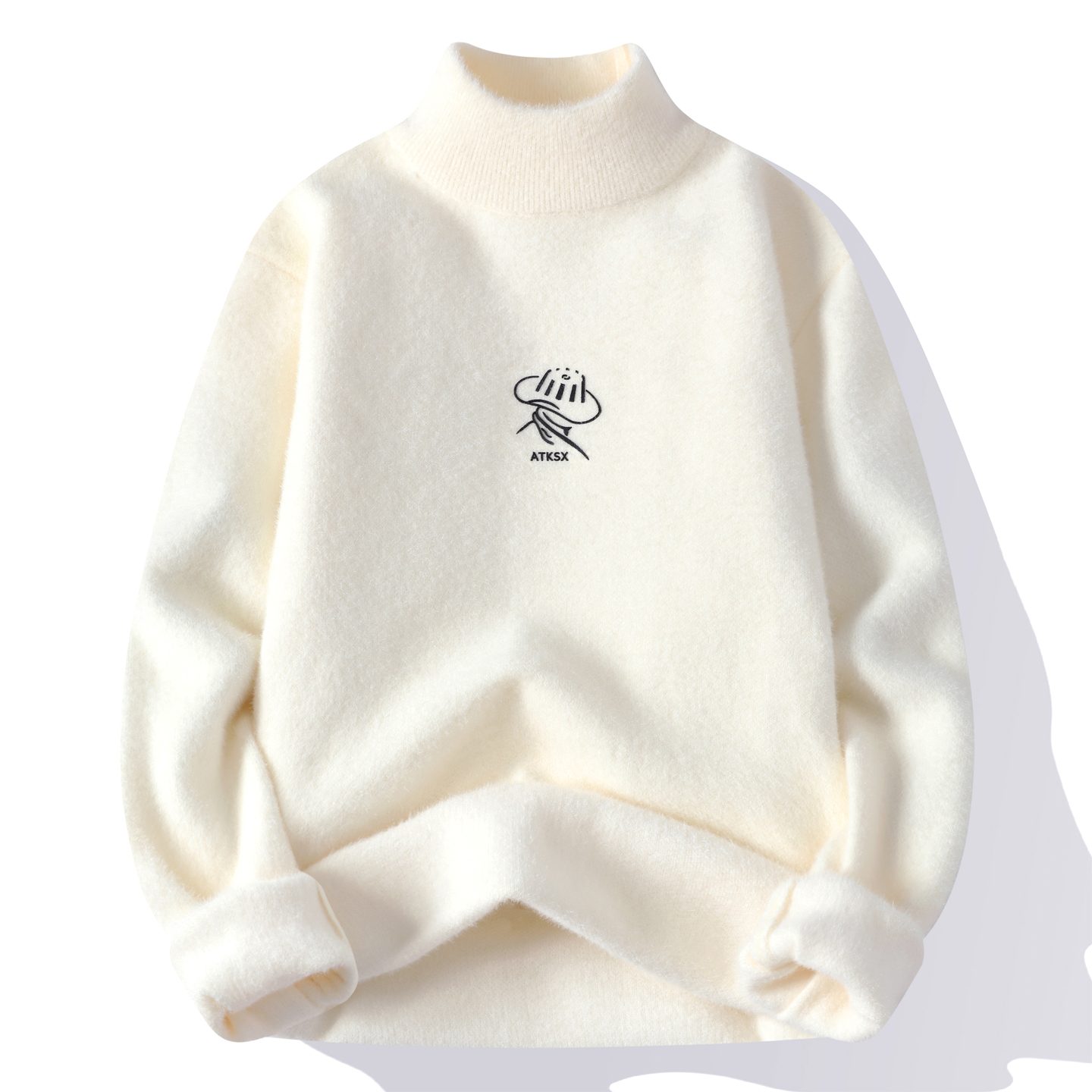 半高领毛衣男秋冬季加绒加厚中领内搭保暖衣青少年冬装打底针织衫