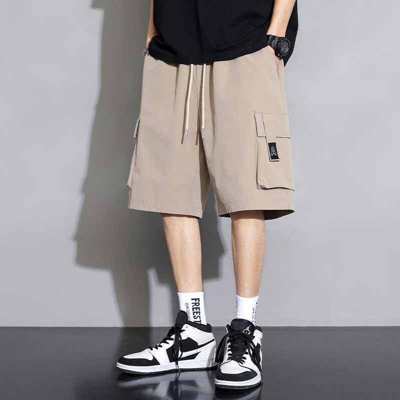 卡其色工装短裤男生夏季薄款潮牌宽松五分裤子男潮流休闲运动中裤