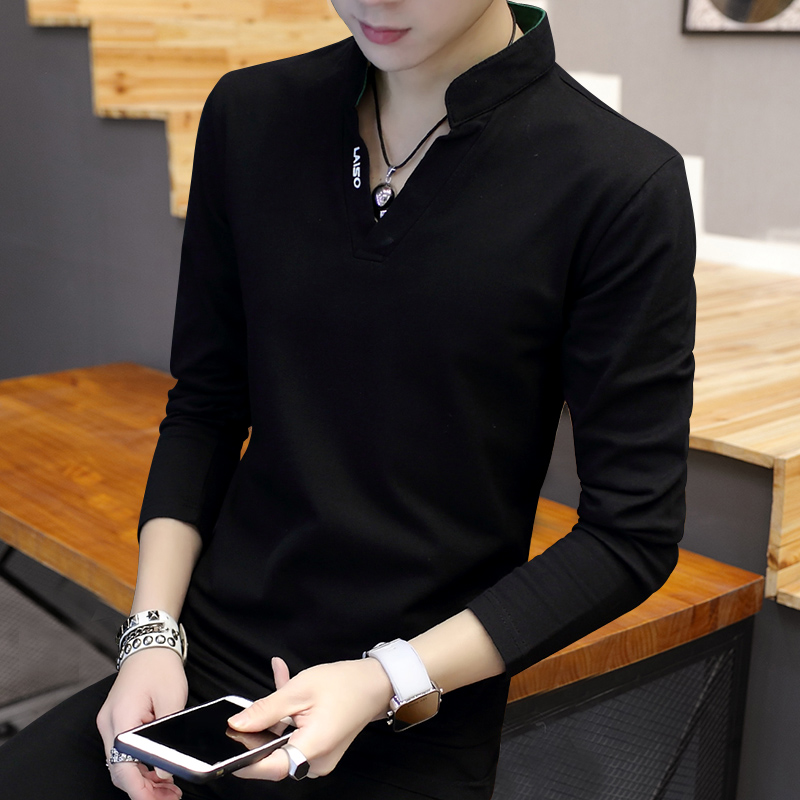 v领韩版修身秋衣打底衫男士t恤