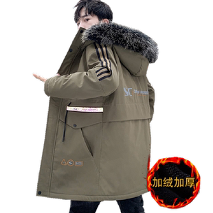 棉衣男冬季2025新款潮流中长款加绒加厚派克服男款外套男冬装棉袄