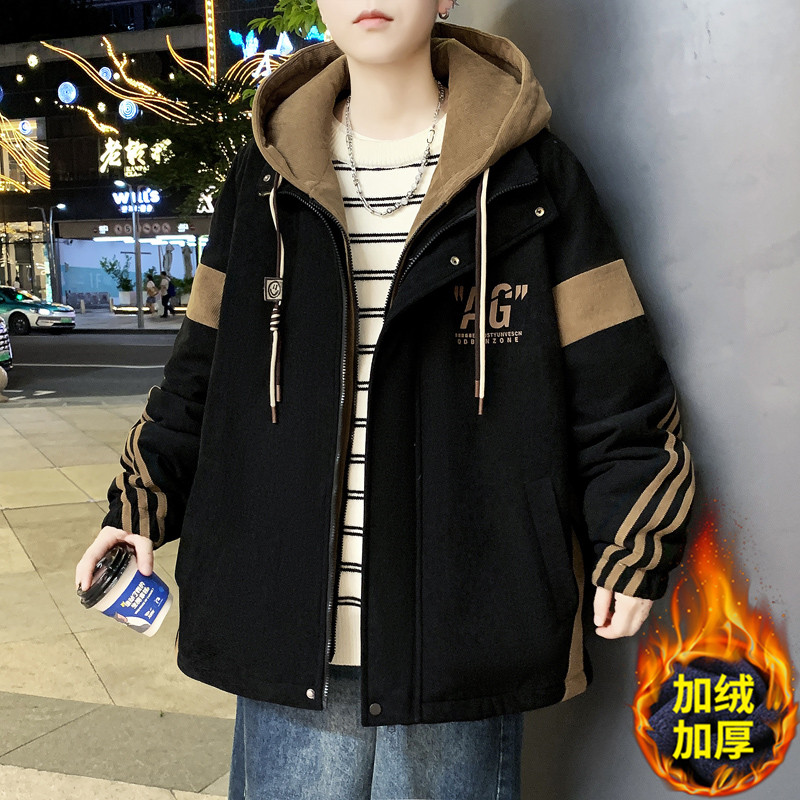 初中高中学生加绒加厚外套男孩棉