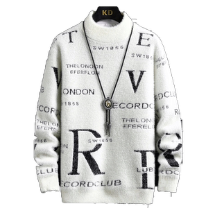 秋冬季青少年毛衣男水貂绒大童高中初中学生加厚款保暖打底针织衫