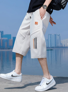 棉感短裤男士七分裤夏季2026棉麻宽松7分六分裤子薄款潮流休闲裤