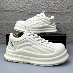 男鞋潮牌大头板鞋秋冬款百搭时尚小白鞋软底舒适厚底内增高面包鞋