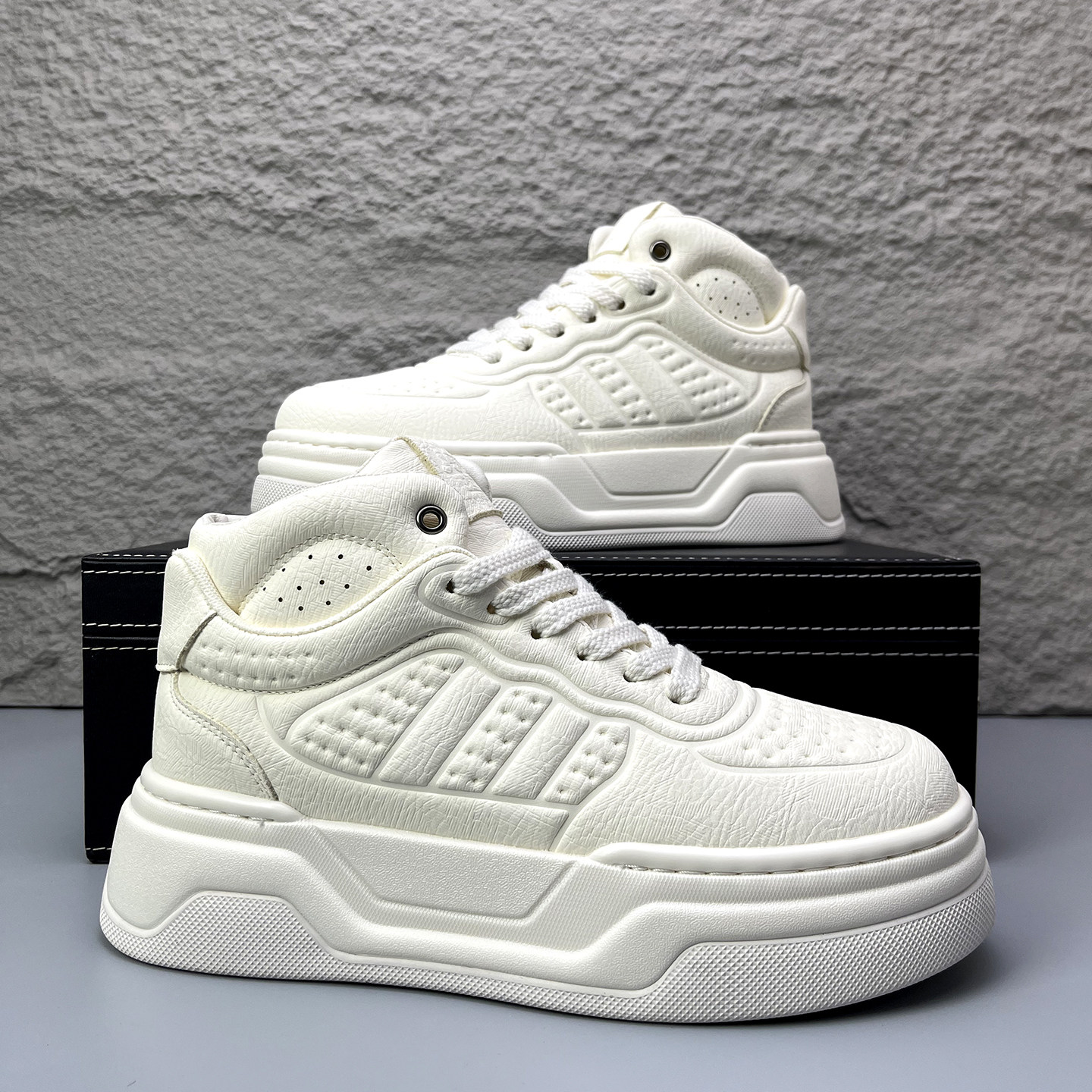 潮牌男高帮小白鞋厚底增高百搭