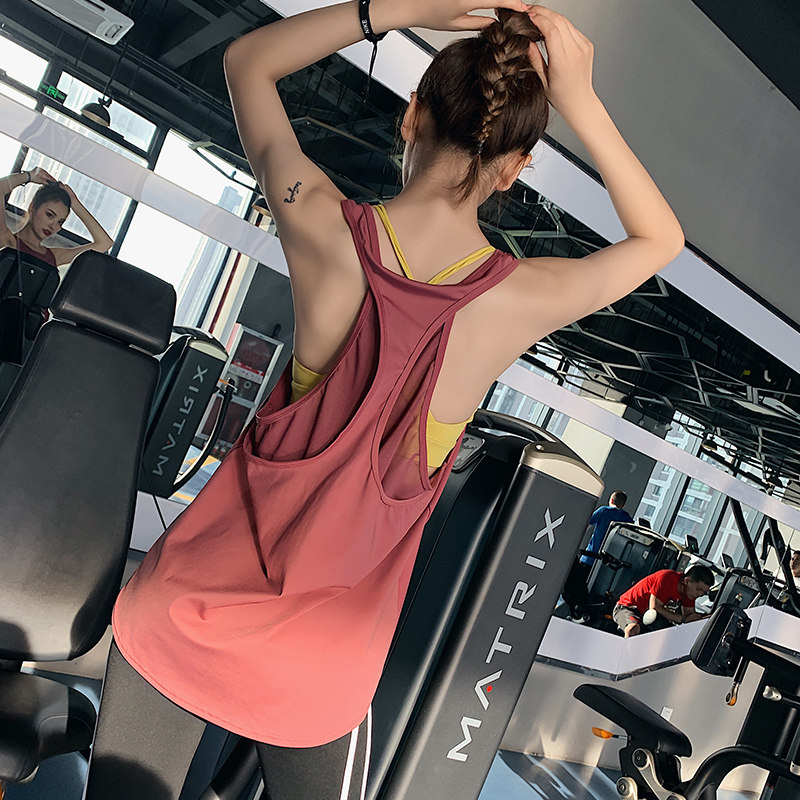 运动背心女薄款宽松外穿工字瑜伽上衣无袖速干T恤跑步健身罩衫