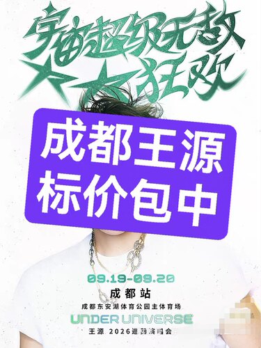 【必中代拍】王源2026宇宙超级无敌大狂欢成都站门票