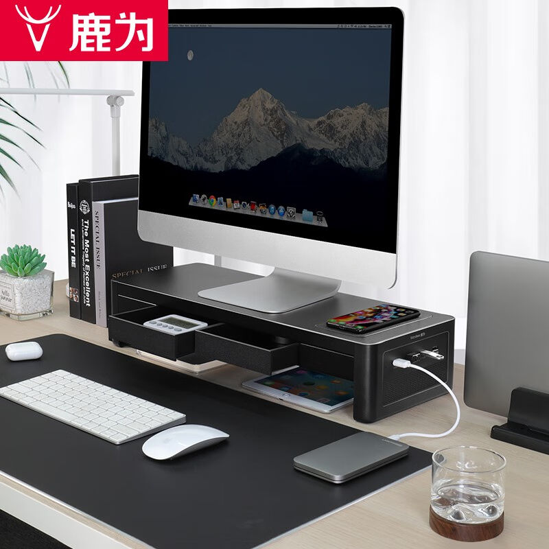 鹿为电脑显示器增高架笔记本支架USB扩展电桌面抬高显示屏幕托架图片